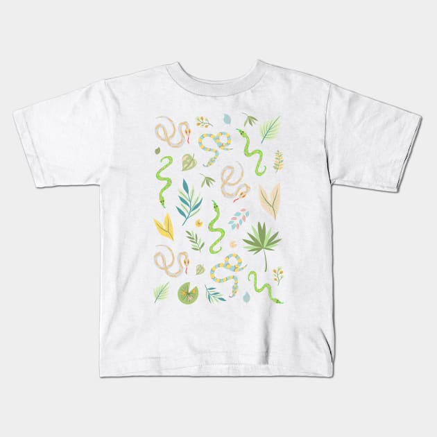 pastel muted color snake pattern Kids T-Shirt by FRH Design